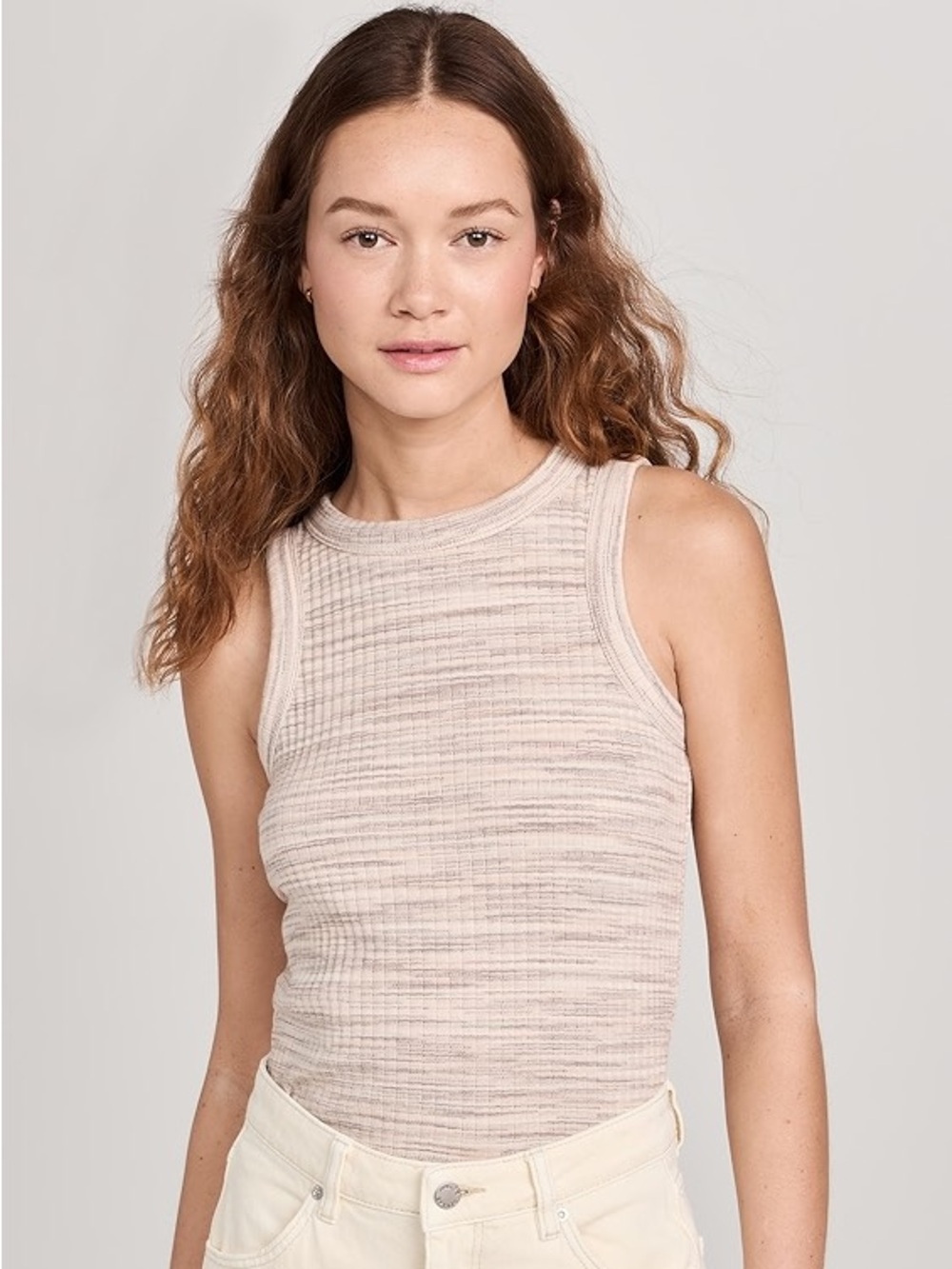 Madewell Sleeveless Ribbed Tank in Light Tan